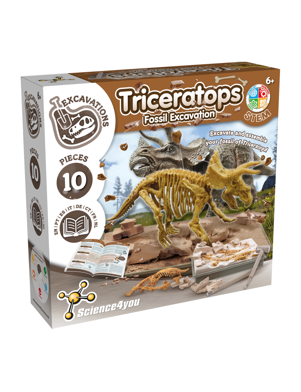 Triceratops Dinosaur Dig Puzzl Kit Fossil Scientific Education Assemble STEM Toy 
