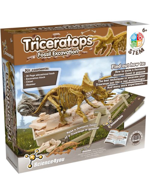 Triceratops Dinosaur Dig Puzzl Kit Fossil Scientific Education Assemble STEM Toy 