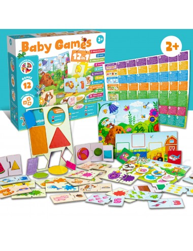 Jeu des Premiers Pas 12 en 1, Jeu éducatif pour les enfants de +2 ans