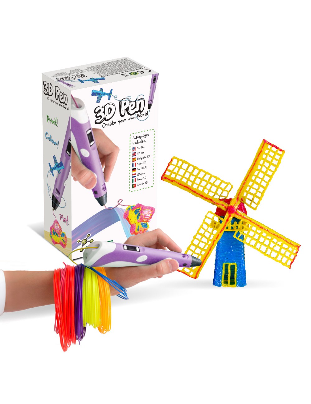 Stylo 3D pour enfants - Stylo d'impression 3D professionnel créatif avec 10  filaments de couleurs - Stylo de dessin 3D pour les vacances, Noël